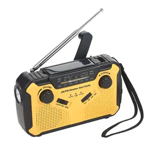 비상 AM/FM/WB 기상 라디오 태양 광 핸드 크랭크 전원 라디오 3.5mm 헤드폰 잭 SOS 경보 라디오