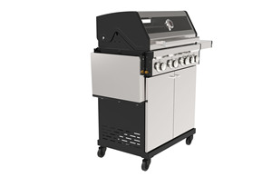 Griglia BBQ <span class=keywords><strong>a</strong></span> <span class=keywords><strong>Gas</strong></span> in Acciaio Inox <span class=keywords><strong>per</strong></span> <span class=keywords><strong>Esterni</strong></span> con Ruote Frenanti, Griglia di Cottura in Ghisa Certificata CE 82x43cm, Doppio Strato Nero Lucido - Product Image 6
