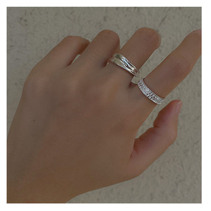 S925 Sterling Silver Niche Irregular Metal <b>Ring</b> Korean Minimalist Personality Texture Wholesale - Product Image 4