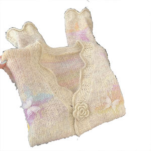 Suéter Cárdigan de Jacquard con Mariposas Tridimensionales en Color Amarillo Estilo Delicado para Mujer, Otoño Invierno, Hermoso Top de Punto con Flores Hecho a Mano - Product Image 2