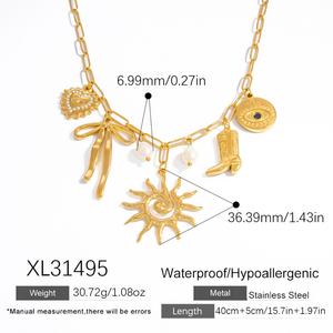 Collar con Colgante de Corazón de Acero Inoxidable Chapado en Oro de 18K, Estilo Moderno y Elegante con Cadena de Eslabones, Accesorios de Moda de Alta Gama - Product Image 6