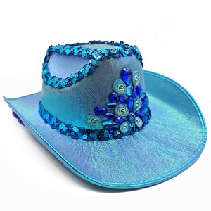 Sombrero Vaquero Brillante con Purpurina para Festivales <span class=keywords><strong>de</strong></span> Música Rave, Discotecas, Accesorio <span class=keywords><strong>de</strong></span> Moda Y2K, Atuendo <span class=keywords><strong>de</strong></span> Estilo Occidental, Accesorio para la Cabeza, Estilo <span class=keywords><strong>Disco</strong></span> Espacial - Product Image 3