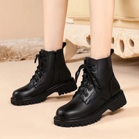 Bottines en cuir véritable de marque pour femmes, nouvelle collection hiver 2025, style britannique, à semelle épaisse et doublées polaire, petite taille