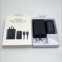 Adaptor Pengisian Daya Cepat USB C PD 65W 3 Port, Adaptor Daya Dinding Esensial untuk Perjalanan, Colokan UK US EU, Dapat Digunakan untuk Berbagai Perangkat Samsung Galaxy