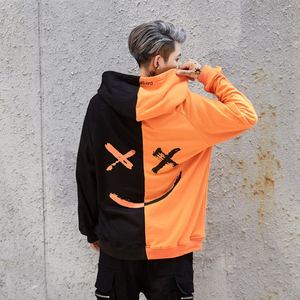Hombre de <span class=keywords><strong>la</strong></span> calle desgaste hombres <span class=keywords><strong>sonrisa</strong></span> sudaderas Tops Patchwork ropa con capucha - Product Image 1