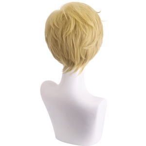 Peluca de Cosplay Ainizi de 28 cm, Corta, Amarillo Oscuro, de Sailor Moon Tenoh <span class=keywords><strong>Haruka</strong></span>, para Hombre - Product Image 5