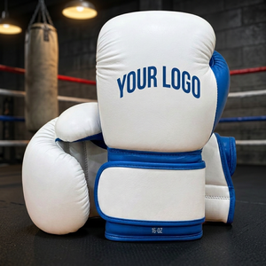 Guantes de Boxeo Yamu Personalizados en Cuero PU Blanco y Azul, Talla Adulto, con Correa de Muñeca Ajustable y Transpirable para Entrenamiento de MMA - Product Image 5