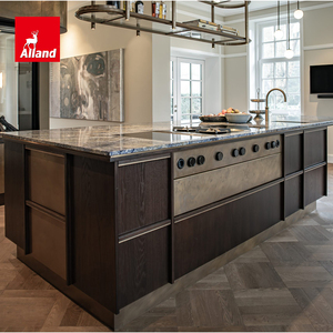 Gabinetes <span class=keywords><strong>de</strong></span> Cocina Allandcabinet Estilo Español Wabi Sabi con Puerta <span class=keywords><strong>de</strong></span> Diseño Esqueletizado, Chapa <span class=keywords><strong>de</strong></span> Roble Teñido, con Fregadero, Estufa y Refrigerador - Product Image 2