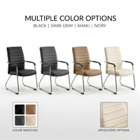 Chaise de bureau exécutive en cuir PU noir avec accoudoir fixe, base cantilever et éponge haute densité pour salle de conférence et usage scolaire
