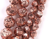 Plaques de pierre de lave facettées en diamant 6-10MM, roche volcanique, pierre de lave électroplaquée argent blanc pour la fabrication de bijoux