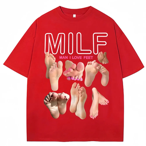 T-shirts humoristiques « <span class=keywords><strong>MILF</strong></span> Man I Love Feet » pour hommes et femmes, t-shirts de mode en coton doux, col rond, surdimensionnés, décontractés, streetwear - Product Image 3