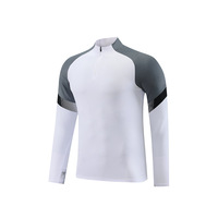 Combinaison d'entraînement de football à manches longues et demi-zip, respirante, 100 % polyester, pour l'automne, la course en extérieur, les tenues décontractées, et la personnalisation d'équipe de football