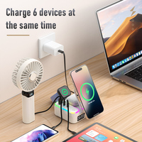 15W 8 en 1 Estación de carga plegable retráctil Reloj digital RGB LED Cargador inalámbrico magnético para iPhone Series Material de PC