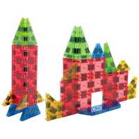 Blocs de construction magnétiques en plastique, 100 pièces, 3,75 cm, boîte portable, ensemble de voyage, fusée spatiale/station de pompiers pour enfants, jouets de relaxation