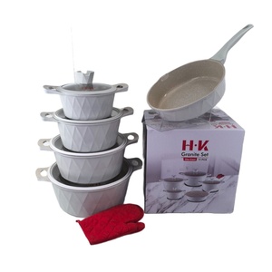 Juego de Ollas de 11 Piezas de Alta Calidad con Revestimiento de Granito, <span class=keywords><strong>Aluminio</strong></span> Fundido, Ecológico, Antiadherente, Diseño Moderno y Simple - Product Image 5