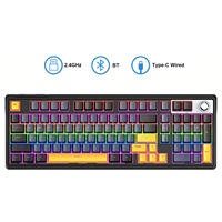 Keyboard Mekanik Nirkabel dengan Tombol Putar Tri-Mode BT/USB-C/2.4GHz, Switch Hot Swappable, Struktur Gasket, RGB Backlit, Keyboard Gaming