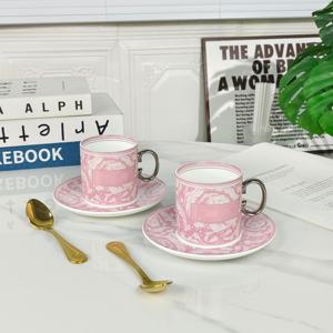 Juego de Taza y Platillo de Cerámica, Porcelana Fina con Técnica de Grabado, Taza para Té de la Tarde, Apta para Lavavajillas y Microondas, Regalo - Product Image 5