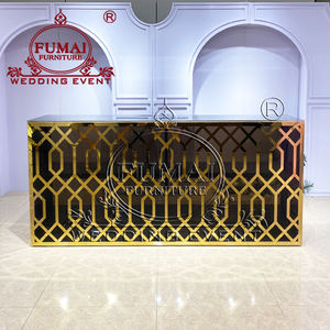 Comptoir de bar mobile en acier inoxydable noir et or pour la cuisine, le café, les événements de mariage - Product Image 2