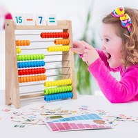Jouet éducatif en bois Montessori pour l'apprentissage précoce des mathématiques, outils pédagogiques d'addition et de soustraction, boulier à billes pour enfants de l'école primaire