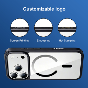 Funda Transparente de TPU y PC con Logotipo Personalizado para <span class=keywords><strong>iPhone</strong></span> 18 17 16 15 Pro Max con 2 Protectores de Pantalla de Vidrio Templado Magnéticos - Product Image 4