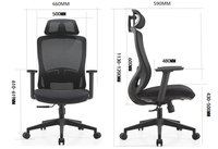 Chaise de bureau exécutive robuste, ergonomique, avec support lombaire, moderne, réglable, structure en plastique, assise en PU/Nylon, pivotante, pieds en aluminium