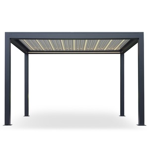 Cochera Minimalista de Acero con Estructura Rectangular e Iluminación Integrada, Refugio para Exteriores - Product Image 1