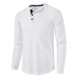 Camiseta de manga larga de alta calidad con cuello levantado para hombre de otoño e invierno, camiseta Polo para hombre