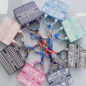 Mini Tote Bag Charm with Silk Scarf Handle – Factory Direct Supply for Car Key & <b>Purse</b> Accessories - Product Image 1
