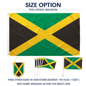 Флаг Ямайки 90x150 см (3x5 футов), полиэстер, односторонняя печать, латунные люверсы, двойная строчка, оптом - Product Image 4