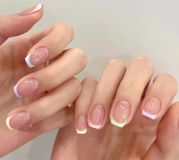CFF110 Golden Line Blanc 3D Press-On Salon Style ABS Ongles Modèle de manucure française réutilisable avec emballage imprimé à motif de cercueil