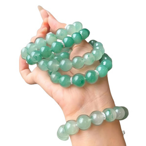 Nouveau bracelet ethnique à perles en jade naturel, type jade de carrière, imitation jade, motif fleur flottante, émeraude africaine, jade <span class=keywords><strong>Dulong</strong></span> - Product Image 5