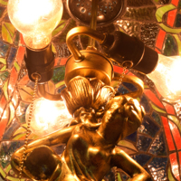 Lampe de table artistique vintage créative classique de 16 pouces avec décoration en forme de raisin, en verre teinté, pour salon, chambre à coucher, bar