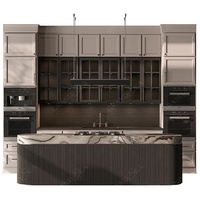 Projet d'appartement aux Émirats arabes unis : Design de meubles de cuisine moderne et luxueux, îlot central intelligent avec rangement, armoires de cuisine sur mesure