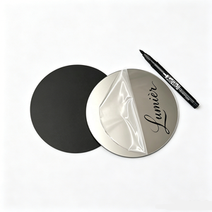 Luxury Round Writeable Silver Reflective Acrylic Art Deco Signature Disc Sign Plate for Event Guest Wall <b>Decor</b> - Product Image 1