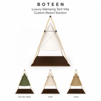 Tente de glamping de luxe BOTEEN, villa personnalisée pour complexe hôtelier, tente pyramidale A-Frame en toile écologique 230g, 5x5x6.8M, double couche, quatre saisons