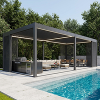 Pergola en aluminium OEM en gros avec toit à lames orientables, éclairage LED et écran zippé pour projets de construction de jardins commerciaux et de entrepreneurs