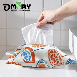 OMORY - Dispensador de pañuelos colgante de lino y algodón resistente, 18x26 cm, para sala de estar, tamaño pequeño, ahorra espacio - Product Image 6