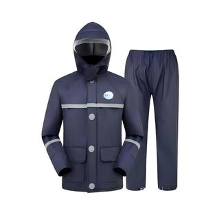 2-Piece Adult Reflective Waterproof Rain Suit <strong>Rubber</strong> PVC Knitted Hooded <strong>Raincoat</strong> With Face Visor <strong>for</strong> Outdoor Work Scooter Travel - Product Image 5
