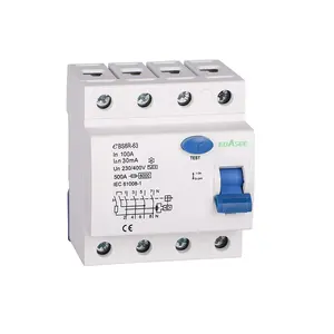 EBASEE Marca RCD 100A 30 mA 4 polos Tipo S RCCB Disyuntor de corriente residual