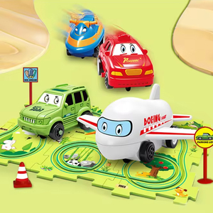 Juguete de Tren <span class=keywords><strong>El</strong></span>éctrico con Temática de Dinosaurios, Océano y Espacio para Niños, Juego de Pistas de Ensamblaje DIY, Vehículo de Juguete con Pista Deslizante - Product Image 6