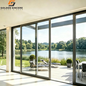 Porte coulissante de patio en aluminium moderne GS, double vitrage, verre trempé panoramique, grandes portes coulissantes en verre pour balcon, villa - Product Image 2