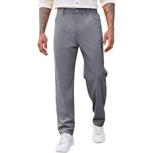 กางเกงผ้าลูกฟูกของผู้ชาย2025ทรงหลวมพร้อมโลโก้กำหนดเองได้ขาตรงเอวยางยืดมีซิปตกแต่งกันรอยยับ - Product Image 2