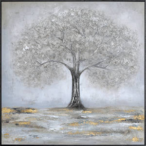 Arte Astratta Minimalista su Tela con <span class=keywords><strong>Albero</strong></span> Argentato, <span class=keywords><strong>Dipinti</strong></span> Acrilici Ecologici di Natura Morta, Decorazione Murale Fatta a Mano - Product Image 4