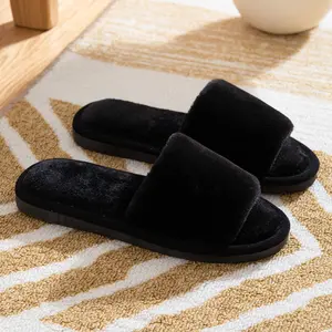 Open Toe Female Shoes Fluffy House Plush Indoor Slippers Slides Slipper Women Fur Slippers