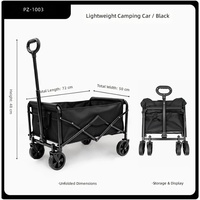 Meilleure vente : Mini-chariot de camping pliable en acier à haute teneur en carbone avec roues pivotantes pour le marché, les courses et les activités de plein air en équipe