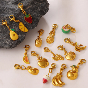 Colgante de Oro de 18K Serie Frutas: Piña, Plátano, Fresa, <span class=keywords><strong>Manzana</strong></span> - Charm Hecho a Mano DIY - Product Image 2
