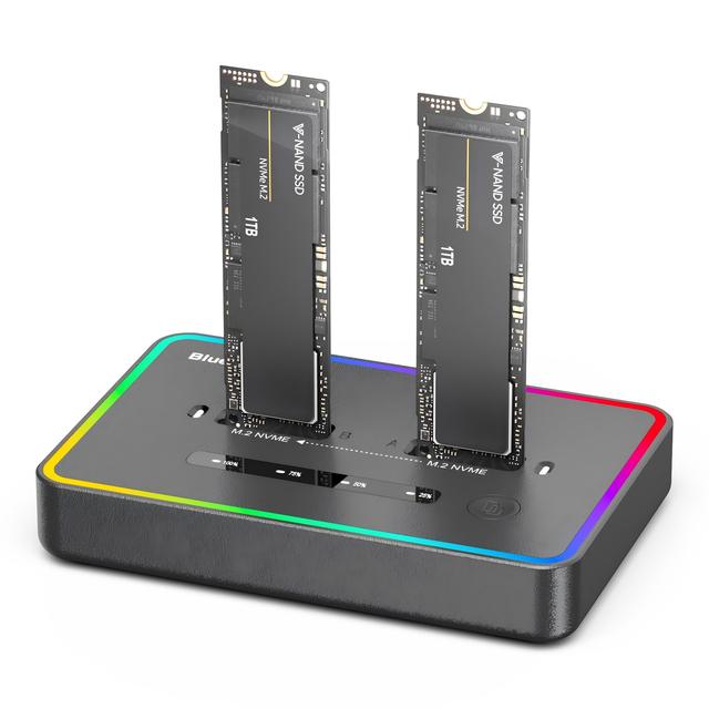 High Speed 20Gbps USB 3.2 Type C Dual Bay SSD Offine Clone Duplicator Docking Station M2 PCie NVME Disk SSD Clone Machine
