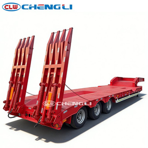 Semirremolque <span class=keywords><strong>de</strong></span> Plataforma Baja <span class=keywords><strong>de</strong></span> 3 Ejes y 40 Pies SINOTRUK para Trabajo Pesado, Viga Reforzada, Carga Útil <span class=keywords><strong>de</strong></span> 60000 kg, Equipo Pesado para Obras <span class=keywords><strong>de</strong></span> Construcción - Product Image 1