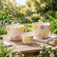 Pot Tanaman Keramik Bunga Daisy Buatan Tangan Redeco, Wadah Sukulen 3D Embossed, Bunga Kuning Pink Putih, Tiga Ukuran, Dekorasi