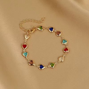 Pulseras Minimalistas de Cadena con Circones de Colores, Chapadas en Oro, de Acero Inoxidable y Cobre, Colección de Joyería con Abalorios Delicados - Product Image 1